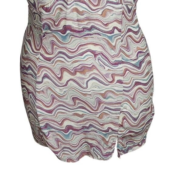 Pull & Bear Marble Print Halter Mini Dress Backless Womens Size Small Multicolor - Picture 3 of 12